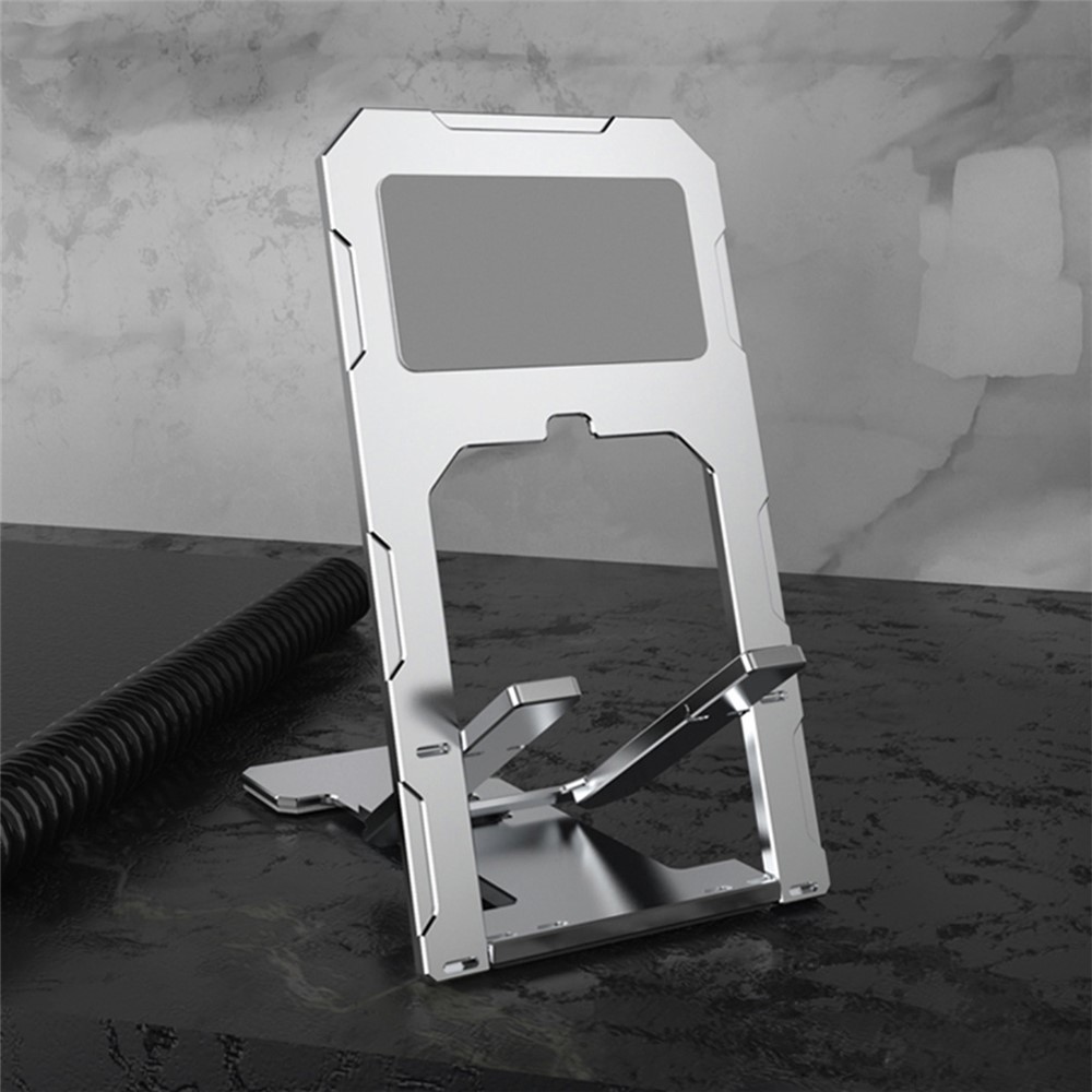 Portable Ultra-thin Aluminum Alloy Mobile Phone Holder Adjustable Desktop Phone Bracket Stand - Silver-6