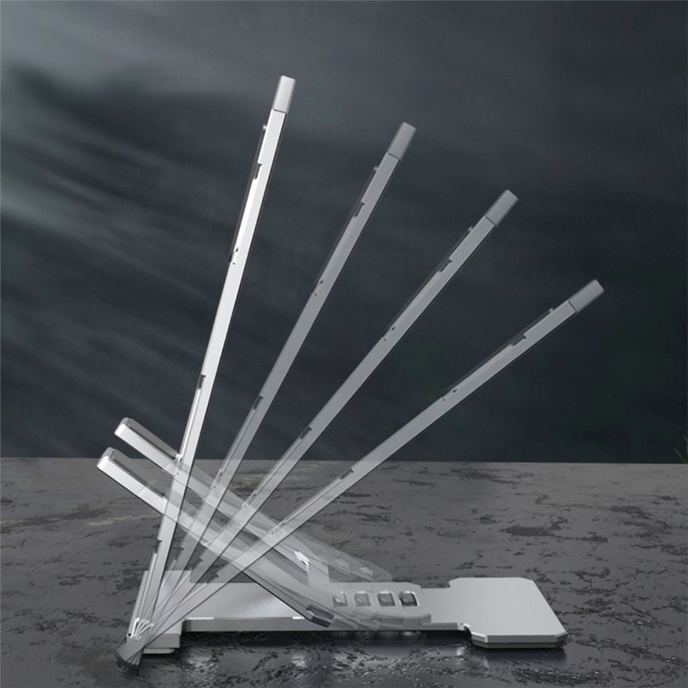 Portable Ultra-thin Aluminum Alloy Mobile Phone Holder Adjustable Desktop Phone Bracket Stand - Silver-7