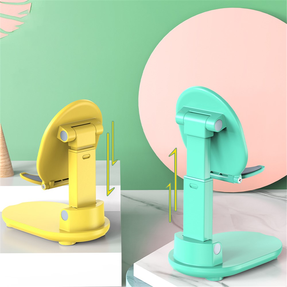 Foldable Mobile Phone Holder Adjustable Height Desktop Phone Bracket Stand with Makeup Mirror - Lake Blue-3
