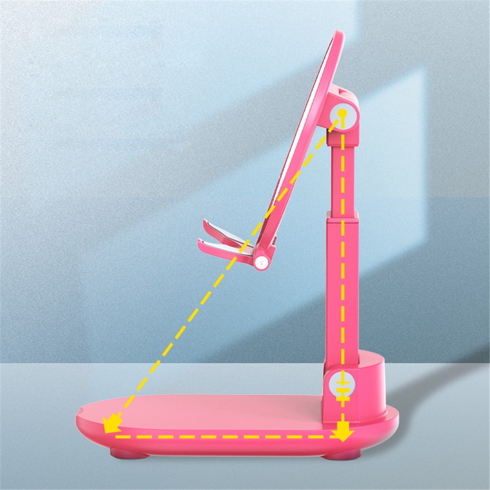 Foldable Mobile Phone Holder Adjustable Height Desktop Phone Bracket Stand with Makeup Mirror - Lake Blue-4