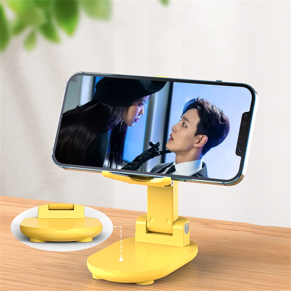 Foldable Mobile Phone Holder Adjustable Height Desktop Phone Bracket Stand with Makeup Mirror - Lake Blue-5