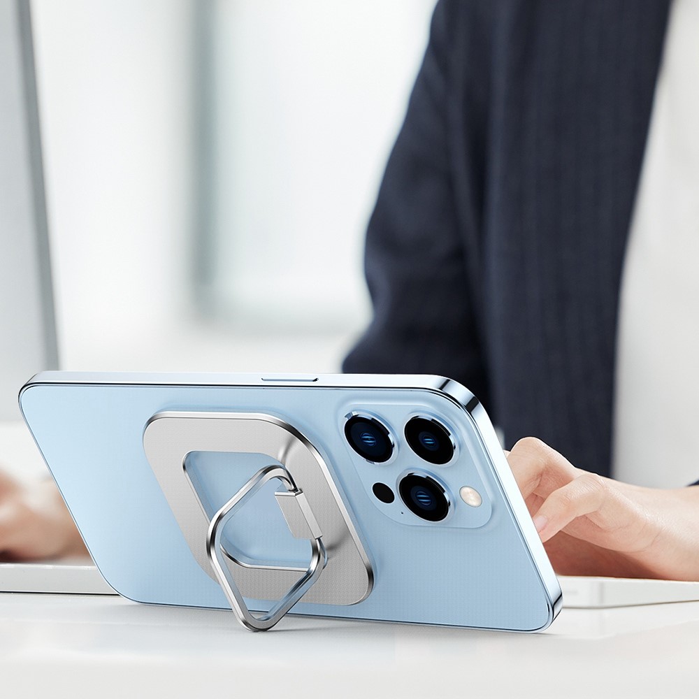 Powerful Magnetic Desktop Phone Mount Cell Phone Ring Finger Kickstand - Silver-5
