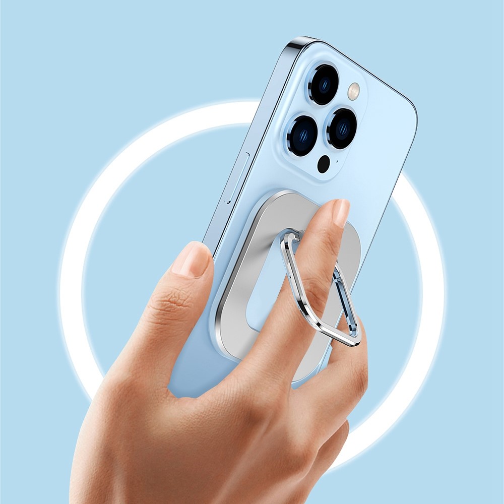 Powerful Magnetic Desktop Phone Mount Cell Phone Ring Finger Kickstand - Silver-9