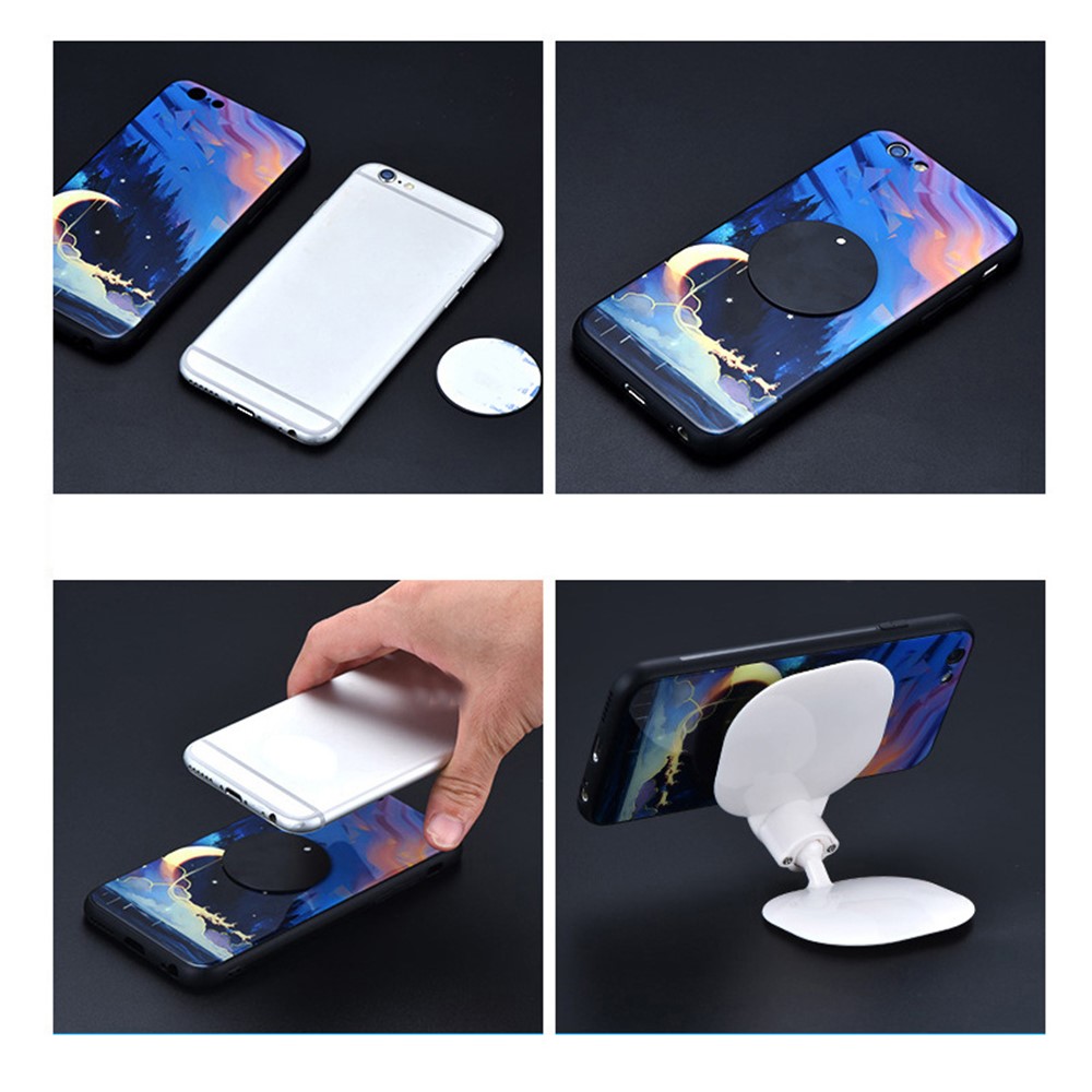 Adhesive Car Dashboard Mount Cellphone Bracket Magnetic Absorption Mobile Phone Holder - White / Blue-5