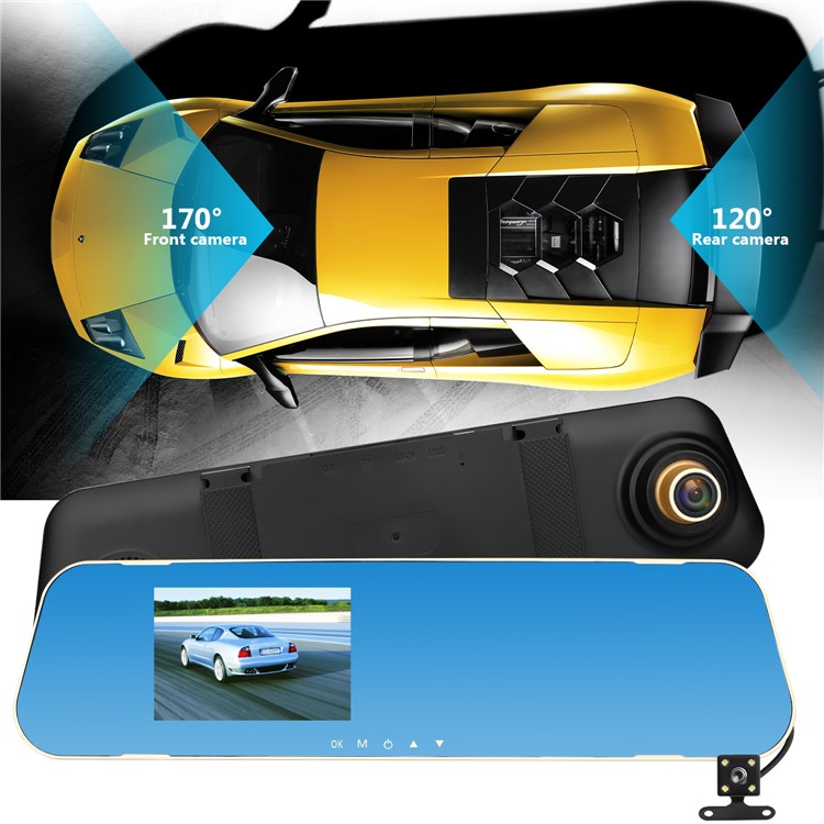 3.5-inch 1080P HD Dual Lens Car Rearview Mirror Camera Dash Cam IR DVR V40A-1