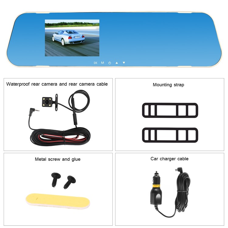 3.5-inch 1080P HD Dual Lens Car Rearview Mirror Camera Dash Cam IR DVR V40A-5