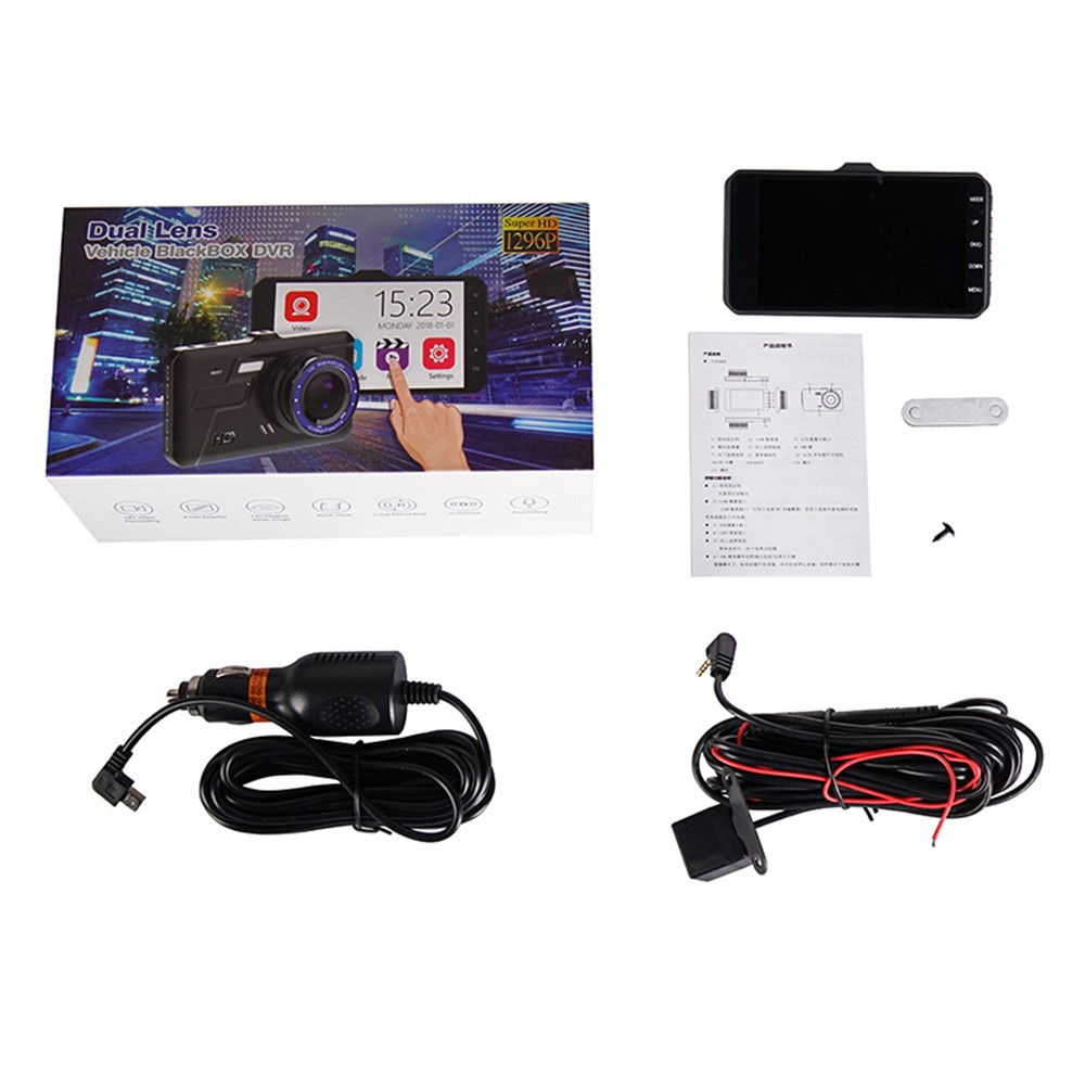 A11 4 Pouces Double Objectif Enregistreur Volant Écran Tactile Détection De Mouvement De Soutien DVR Voiture-5