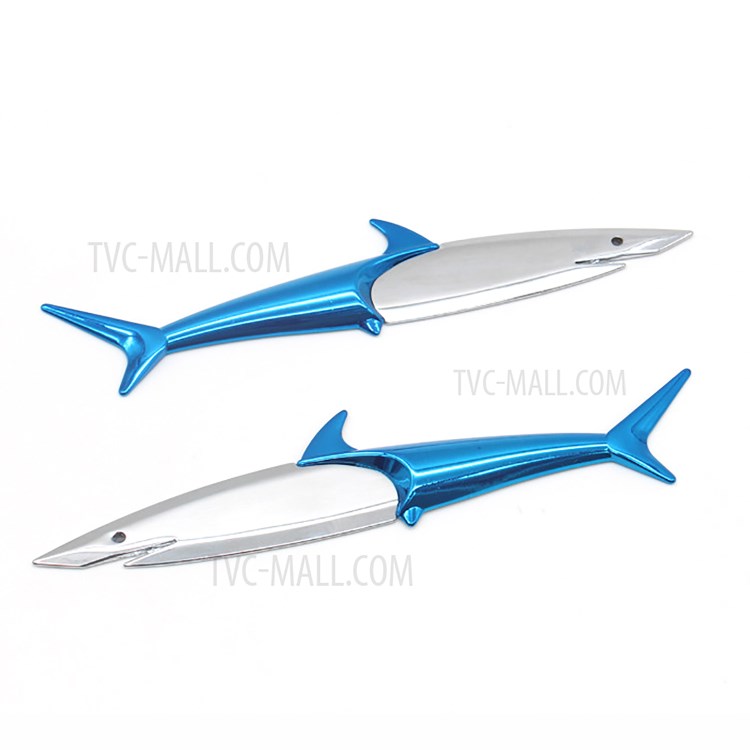 2Pcs Shark Shape Metal Car Sticker Decal Self-adhesive Badge Car Decoration-2