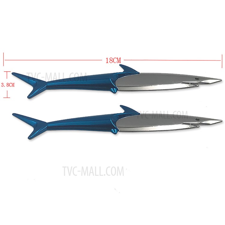 2Pcs Shark Shape Metal Car Sticker Decal Self-adhesive Badge Car Decoration-5