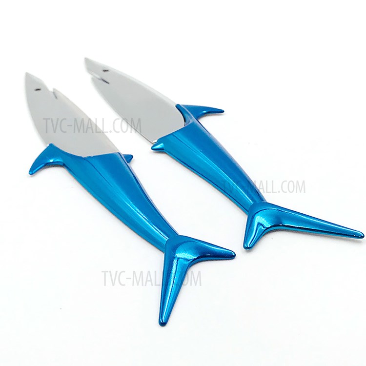 4Pcs Shark Shape Metal Car Sticker Decal Self-adhesive Badge Car Decoration-3