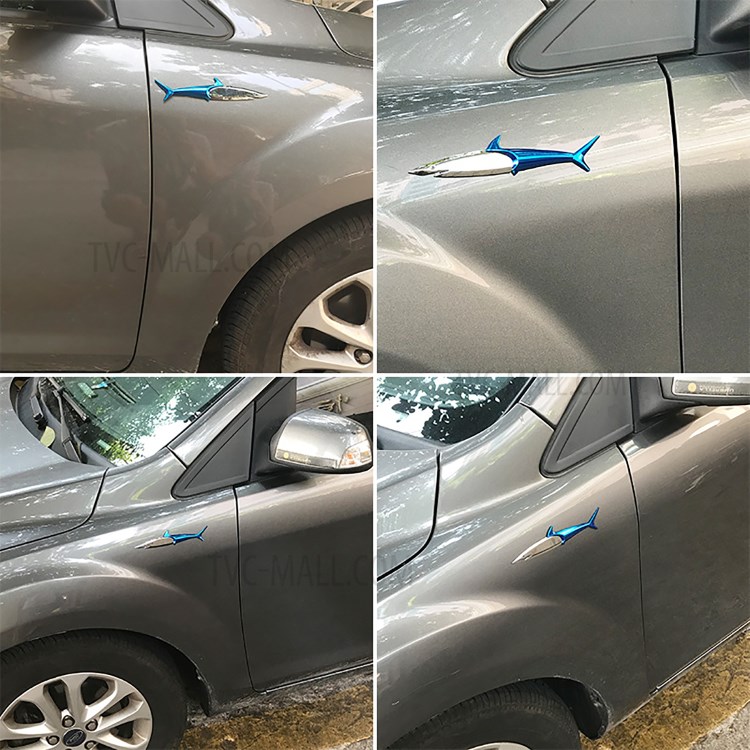 4Pcs Shark Shape Metal Car Sticker Decal Self-adhesive Badge Car Decoration-8