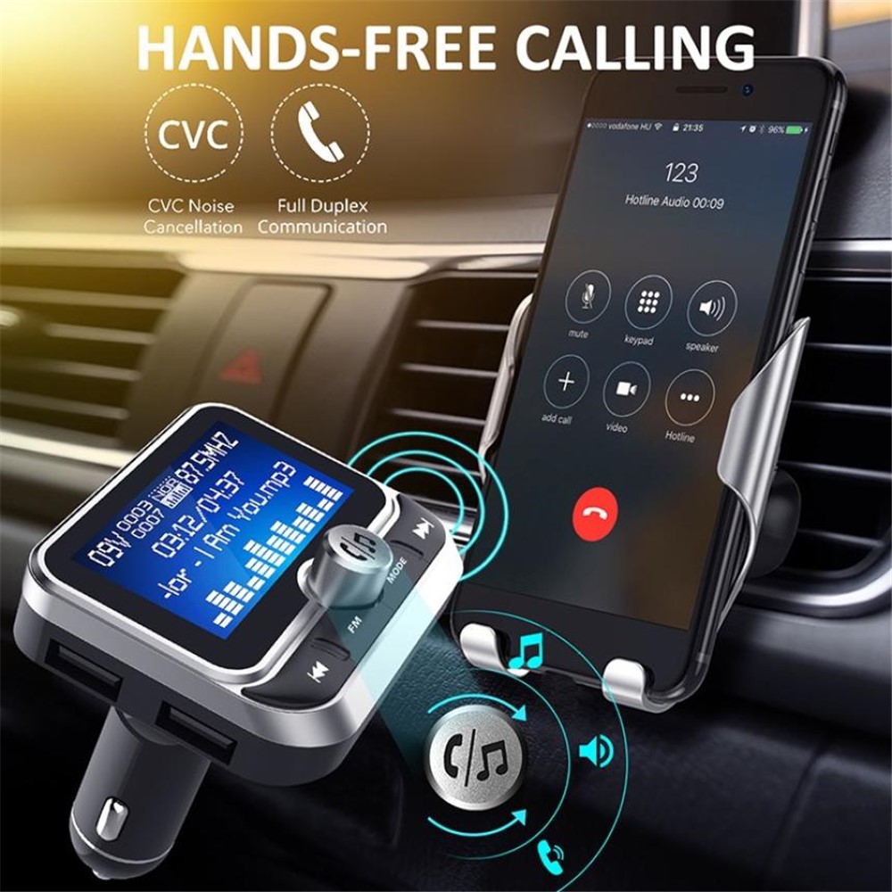 BC32 LCD Bluetooth MP3 Player Transmissor Carregador De Carro FM Dupla USB Com Controle Remoto-11