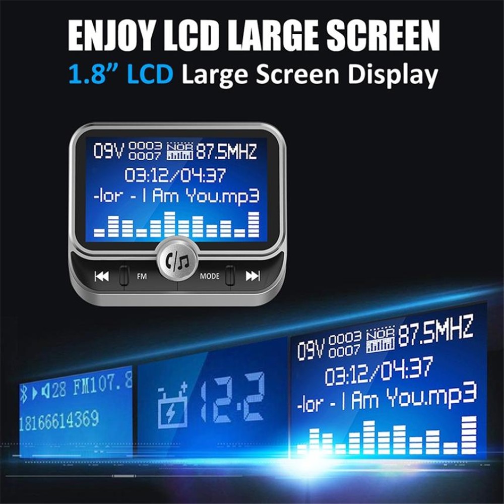 BC32 LCD Bluetooth MP3 Player Transmissor Carregador De Carro FM Dupla USB Com Controle Remoto-6
