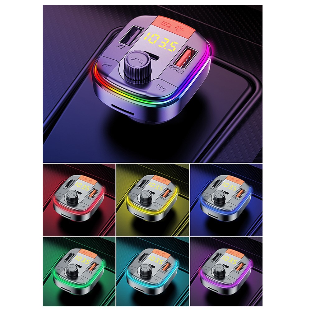 T832 Car Bluetooth 5.0 Adapter MP3 Player FM Transmitter Hands-free Calls 2 USB Port with QC 3.0 Charging-8