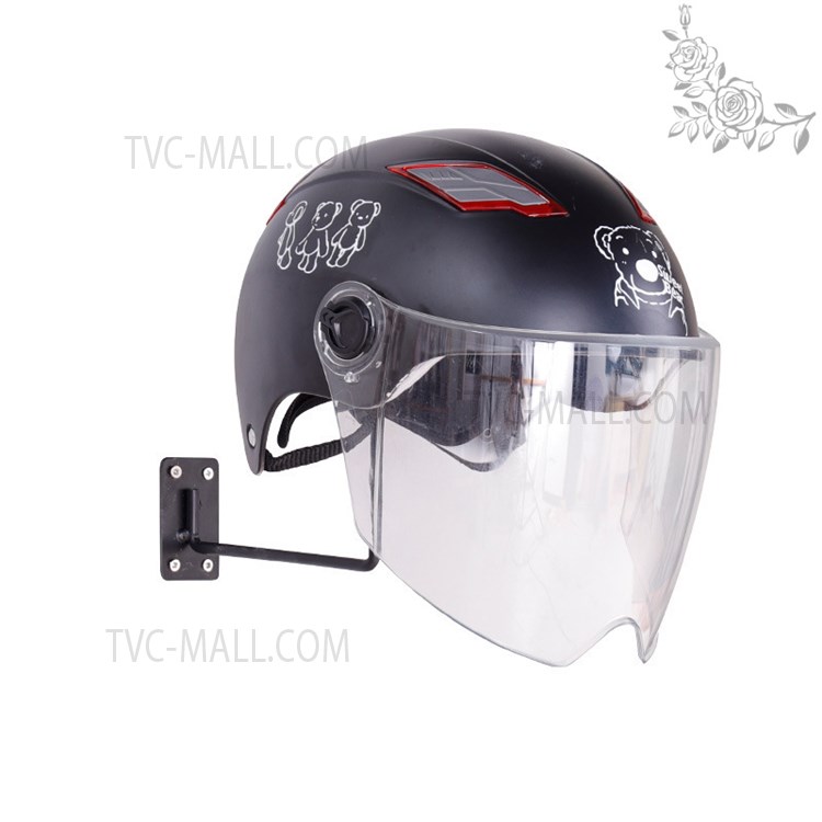 1PC Helmet Holder Rack Hook Helmet Stand Wall Mounted Jacket Hanger Motorcycle Accessories - Black-2