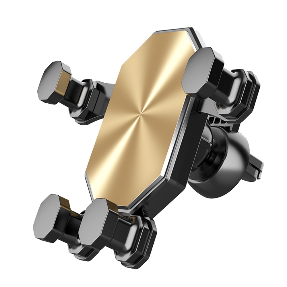 Gravity Linkage Car Phone Holder Rotatable Air Outlet Mount Phone Stand Bracket - Metallic Gold-1