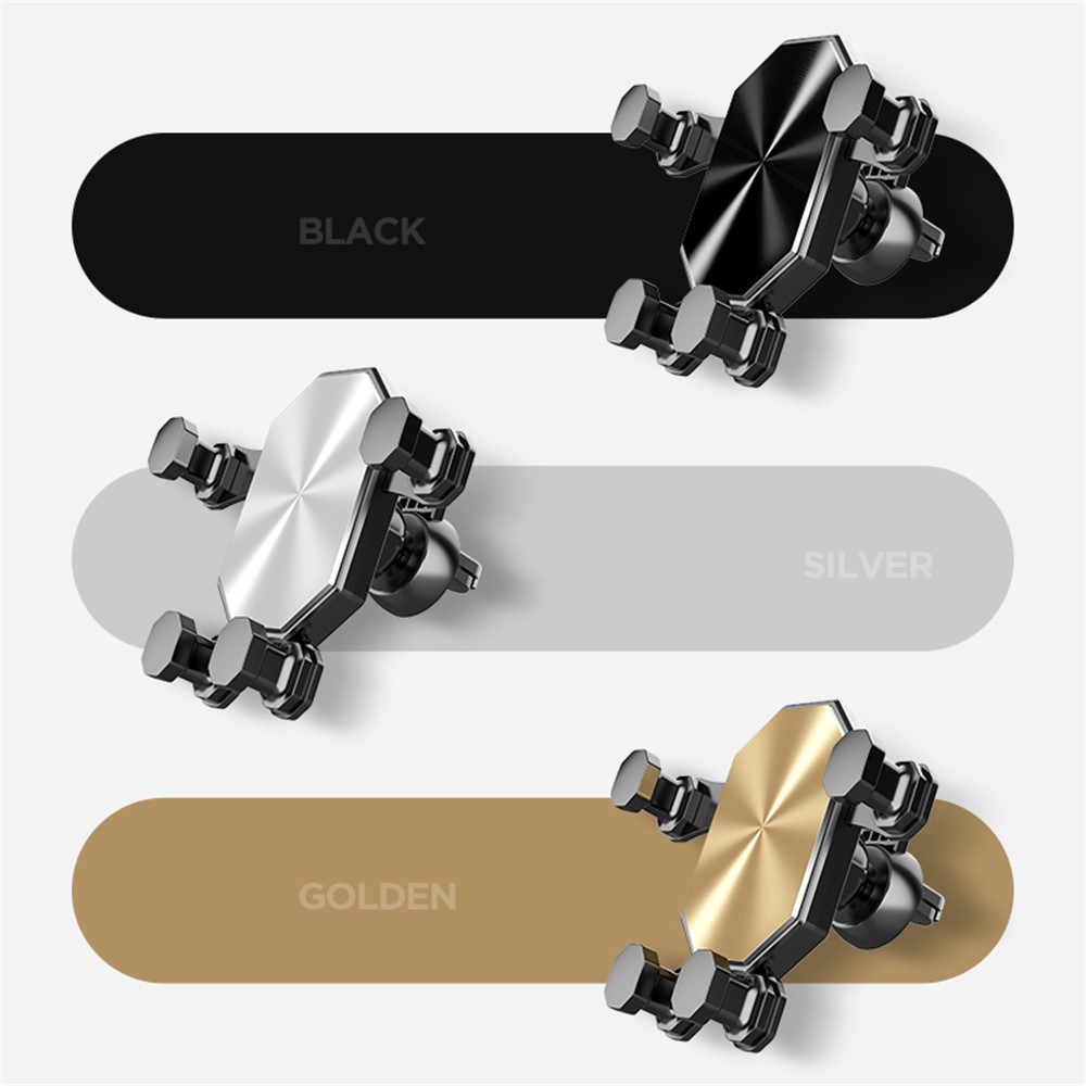 Gravity Linkage Car Phone Holder Rotatable Air Outlet Mount Phone Stand Bracket - Metallic Gold-2