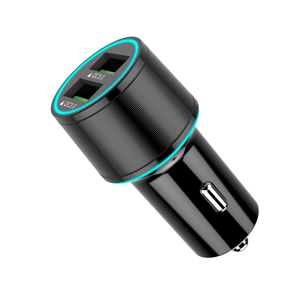 LEMONDA SMART Dual USB QC3.0+QC3.0 36W Aluminum Alloy Car Charger with Ambient Lighting-1