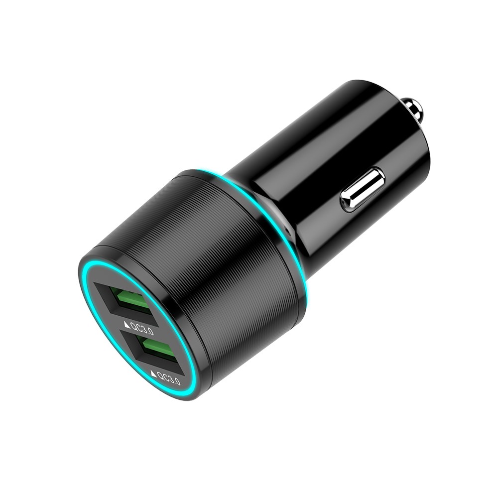 LEMONDA SMART Dual USB QC3.0+QC3.0 36W Aluminum Alloy Car Charger with Ambient Lighting-8