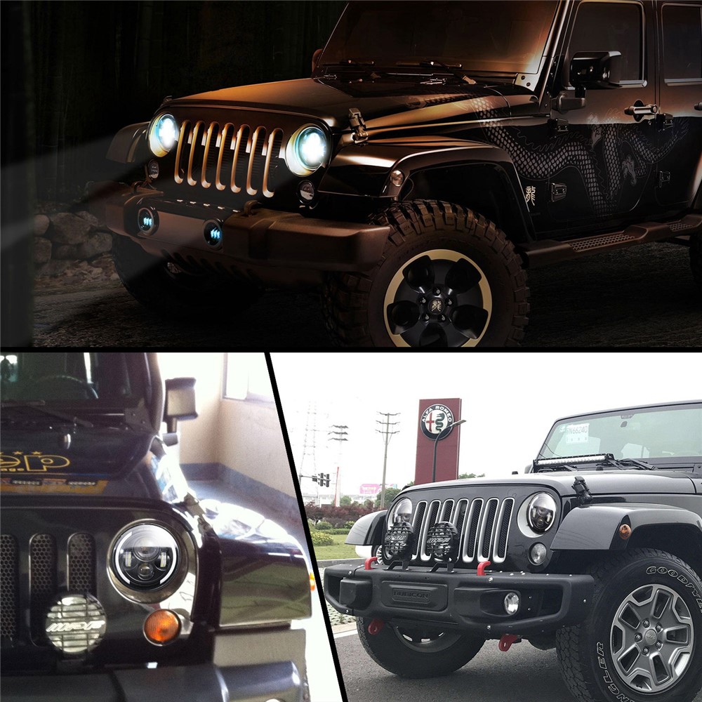 EAGLEVISION C0044 7inch Waterproof Angle Eyes Light High Low Beam Car Truck Round Headlight for Jeep Wrangler-10