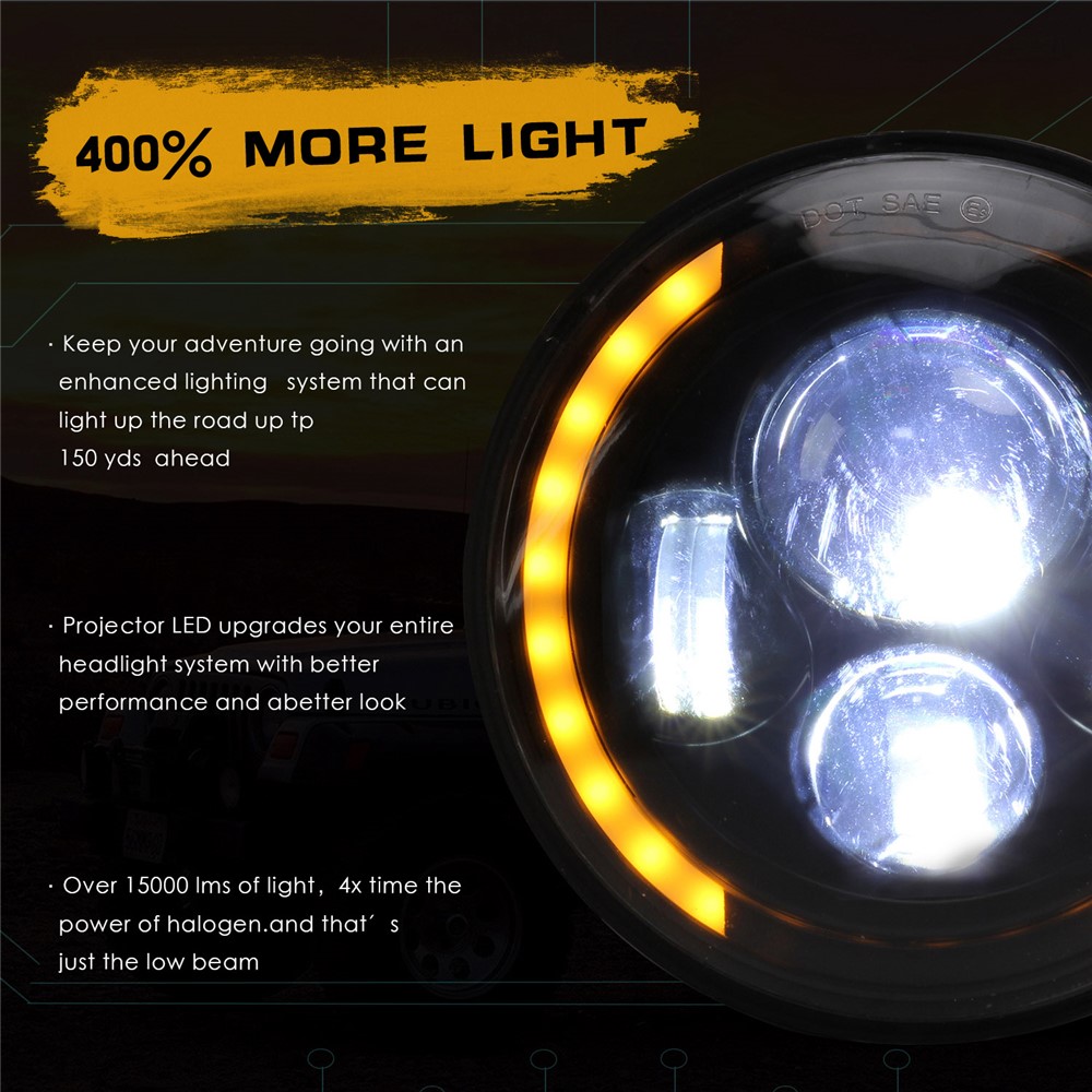 EAGLEVISION C0044 7inch Waterproof Angle Eyes Light High Low Beam Car Truck Round Headlight for Jeep Wrangler-8