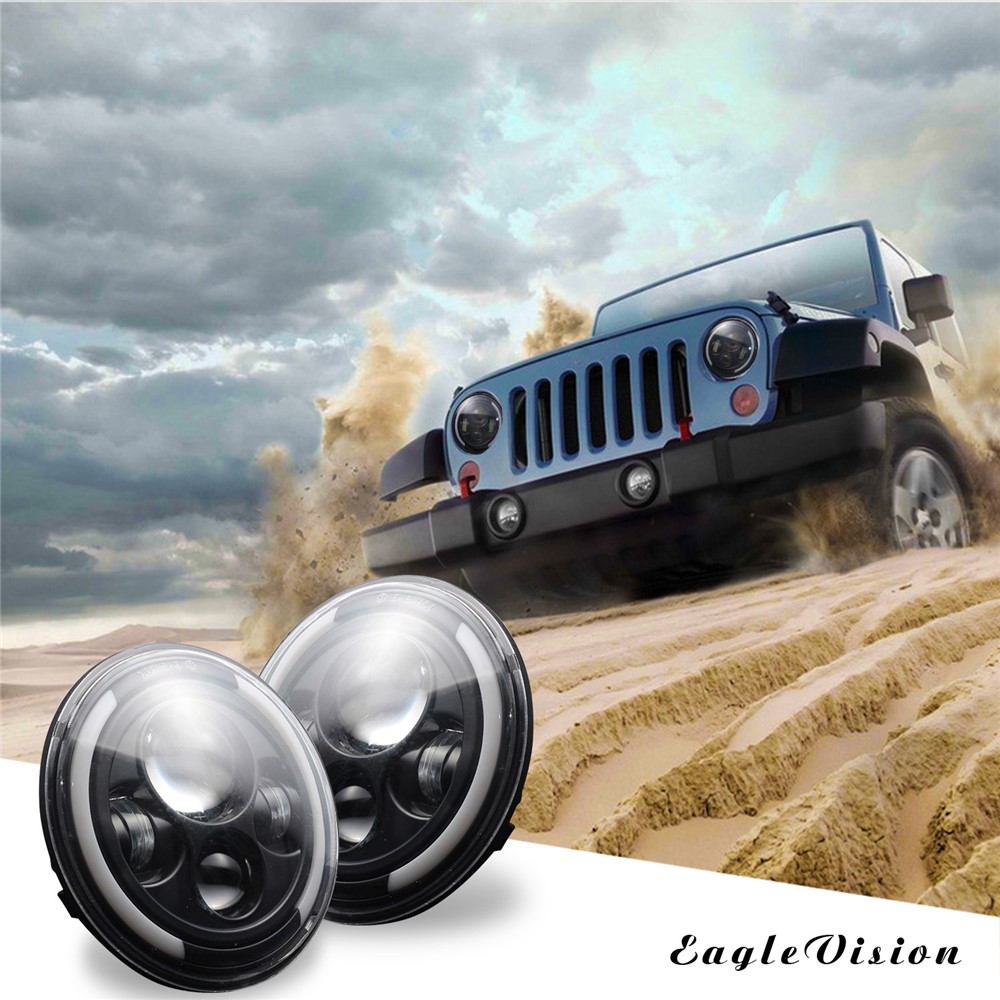 EAGLEVISION C0044 7inch Waterproof Angle Eyes Light High Low Beam Car Truck Round Headlight for Jeep Wrangler-9