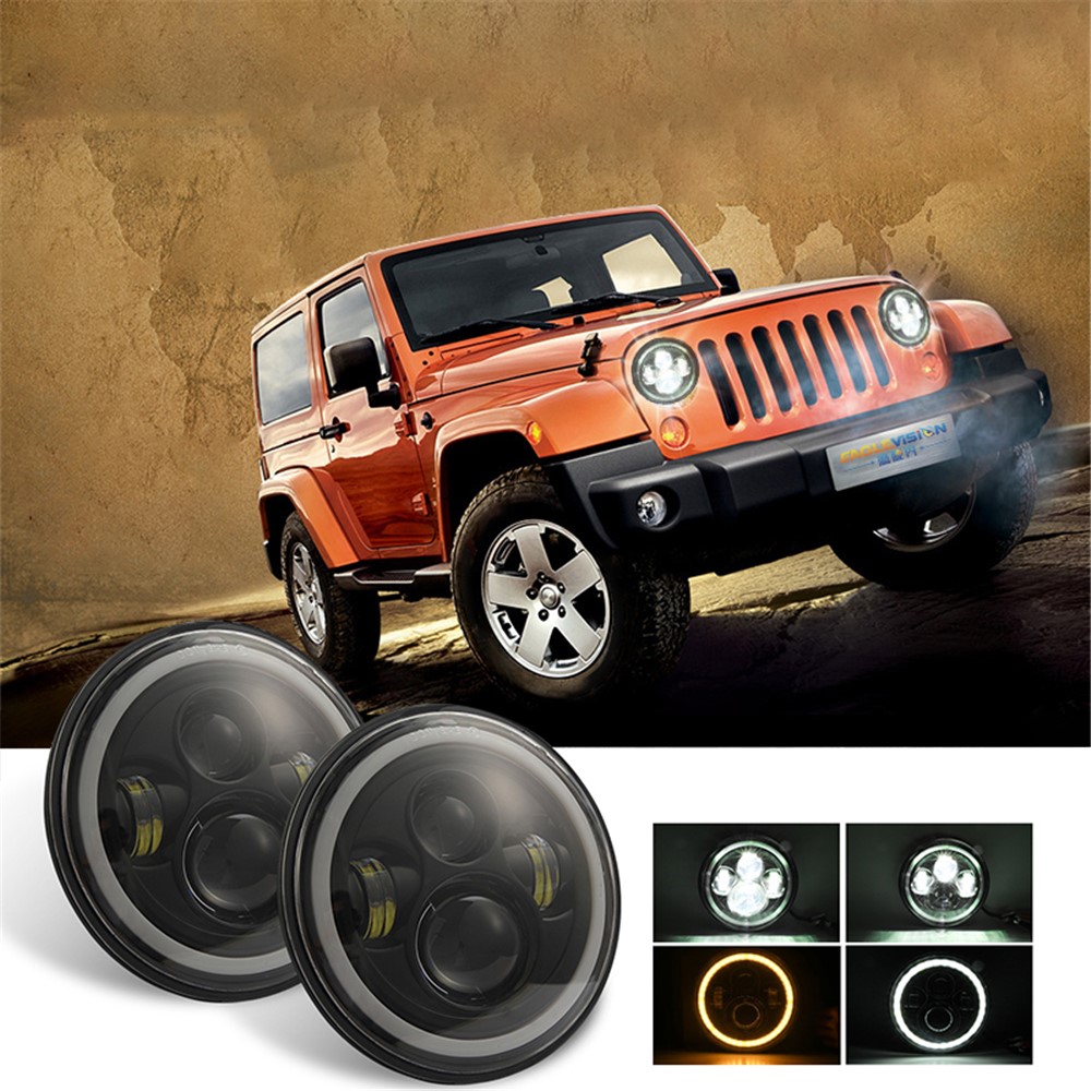 EAGLEVISION C0046 7inch Angle Eyes High Low Beam Round Car Truck Headlight Turn Signal Light for Jeep Wrangler-10