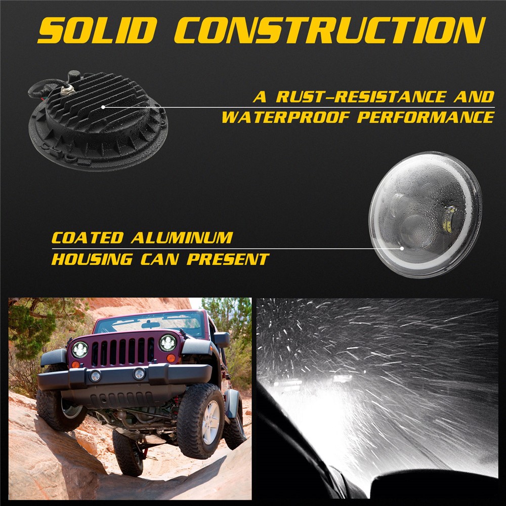 EAGLEVISION C0046 7inch Angle Eyes High Low Beam Round Car Truck Headlight Turn Signal Light for Jeep Wrangler-3