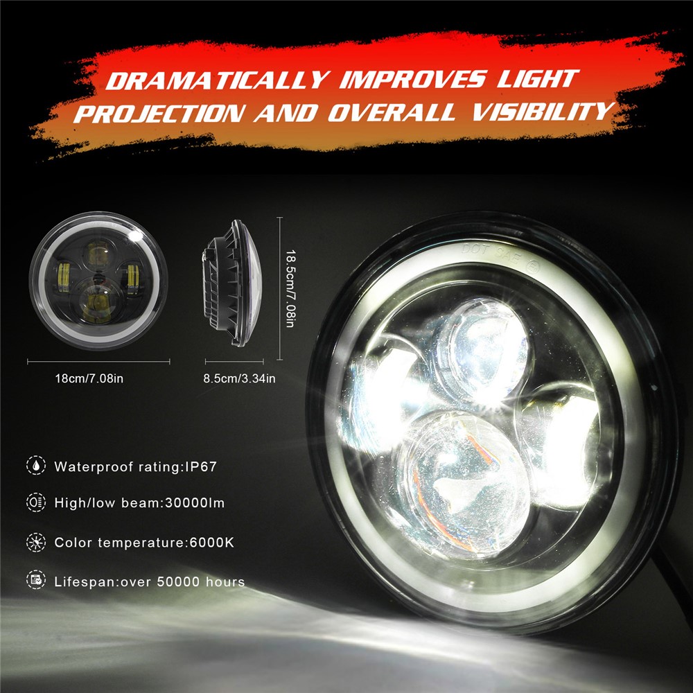 EAGLEVISION C0046 7inch Angle Eyes High Low Beam Round Car Truck Headlight Turn Signal Light for Jeep Wrangler-6