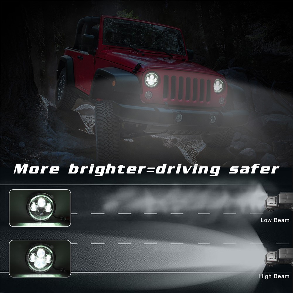 EAGLEVISION C0046 7inch Angle Eyes High Low Beam Round Car Truck Headlight Turn Signal Light for Jeep Wrangler-7