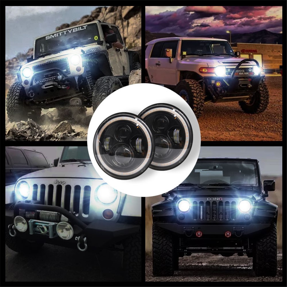 EAGLEVISION C0046 7inch Angle Eyes High Low Beam Round Car Truck Headlight Turn Signal Light for Jeep Wrangler-9