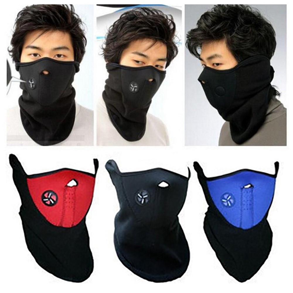 Outdoor Sports Cycling Windproof Scarf Polar Fleece Warm Breathable Neck Gaiter Face Cover - Black-4