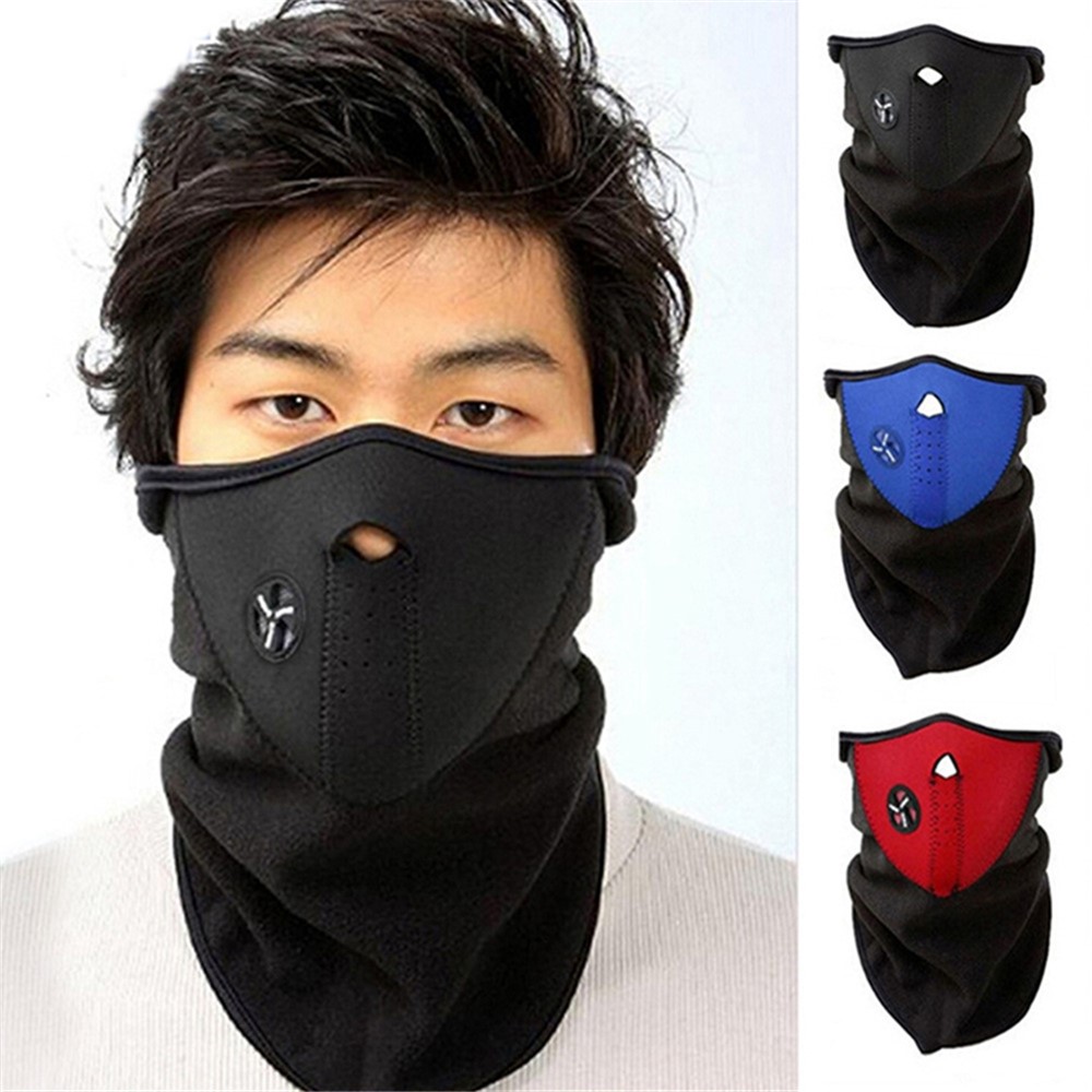 Outdoor Sports Cycling Windproof Scarf Polar Fleece Warm Breathable Neck Gaiter Face Cover - Black-5
