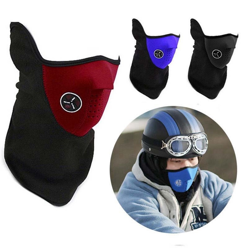 Outdoor Sports Cycling Windproof Scarf Polar Fleece Warm Breathable Neck Gaiter Face Cover - Black-6