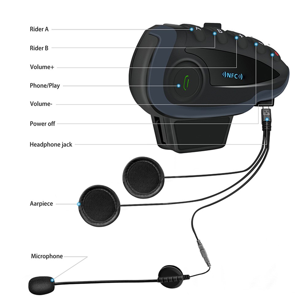 VNETPHONE V8 Motorcycle Helmet Intercom Bluetooth Headset Remote Control 1200M Wireless Distance Supporting Five People Live Chat-27