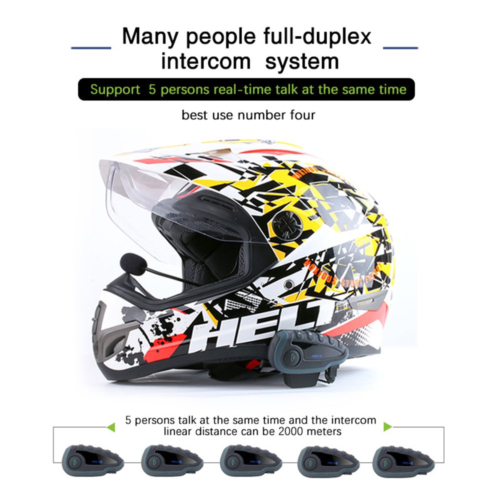 VNETPHONE V8 Motorcycle Helmet Intercom Bluetooth Headset Remote Control 1200M Wireless Distance Supporting Five People Live Chat-8