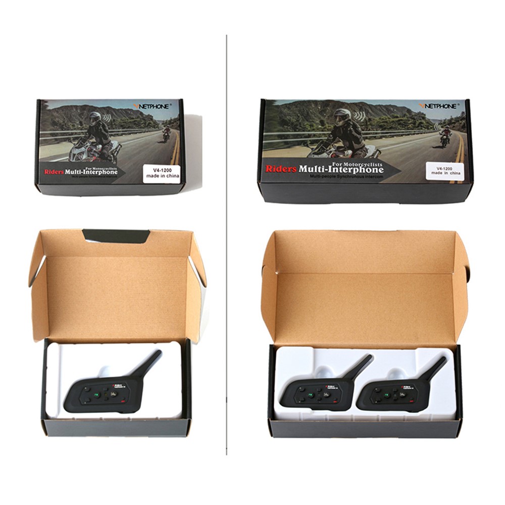 VNETPHONE V4 Full-Duplex 4 People Simultaneous Walkie-Talkie Motorcycle Helmet Bluetooth Intercom with Auto Answer Function-4