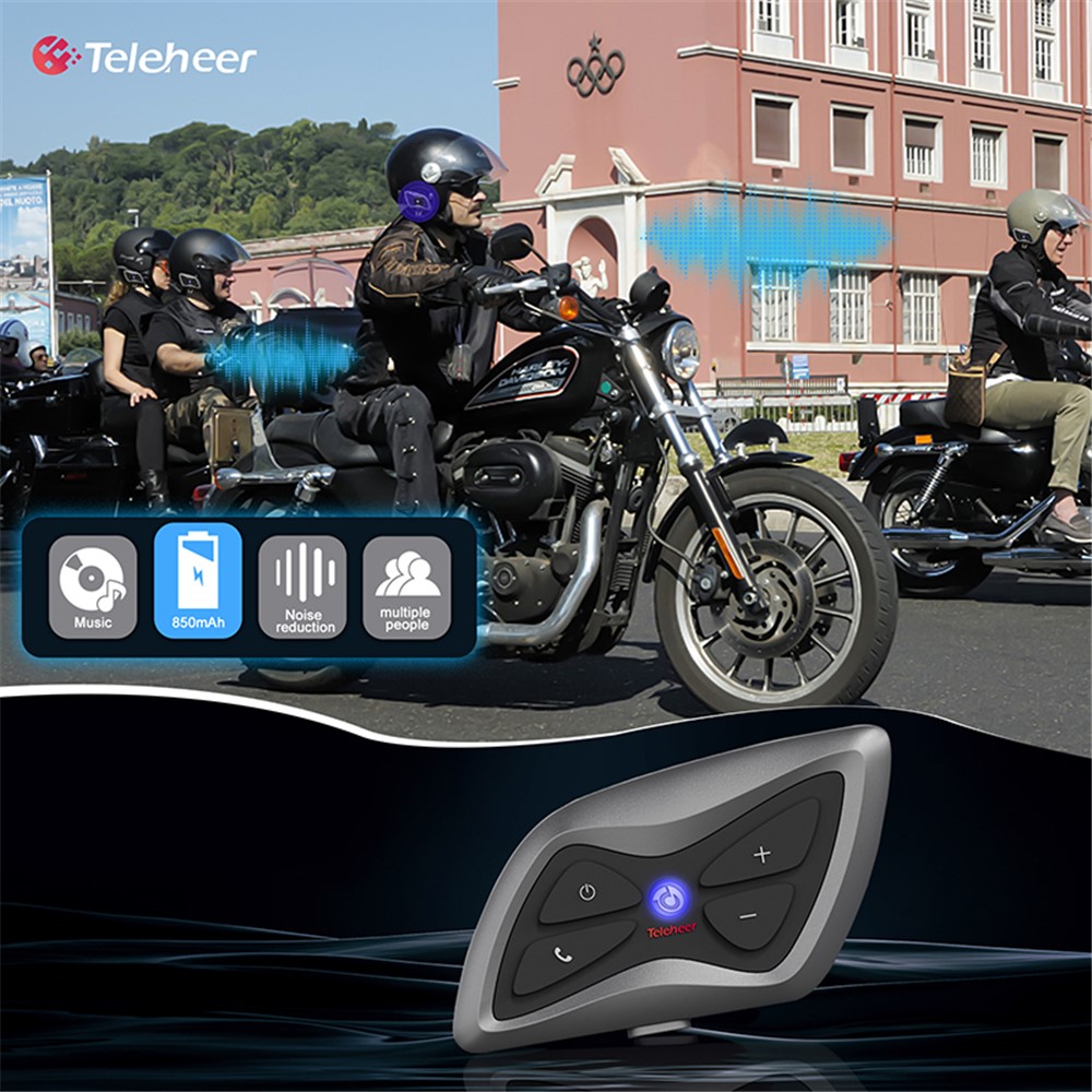 TELEHEER T6plus Motorcycle Helmet Bluetooth Headphone Outdoor Headset Waterproof Motorbike Sports Headset-3