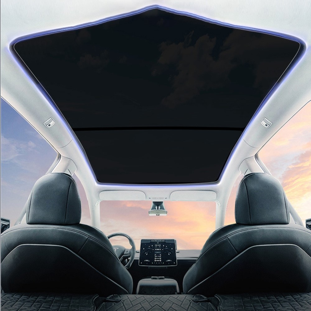 For Model Y 1 Set Car Roof Sunshade UV Rays Protection Protection Sunshade with Heat Insulation Film - Black-4