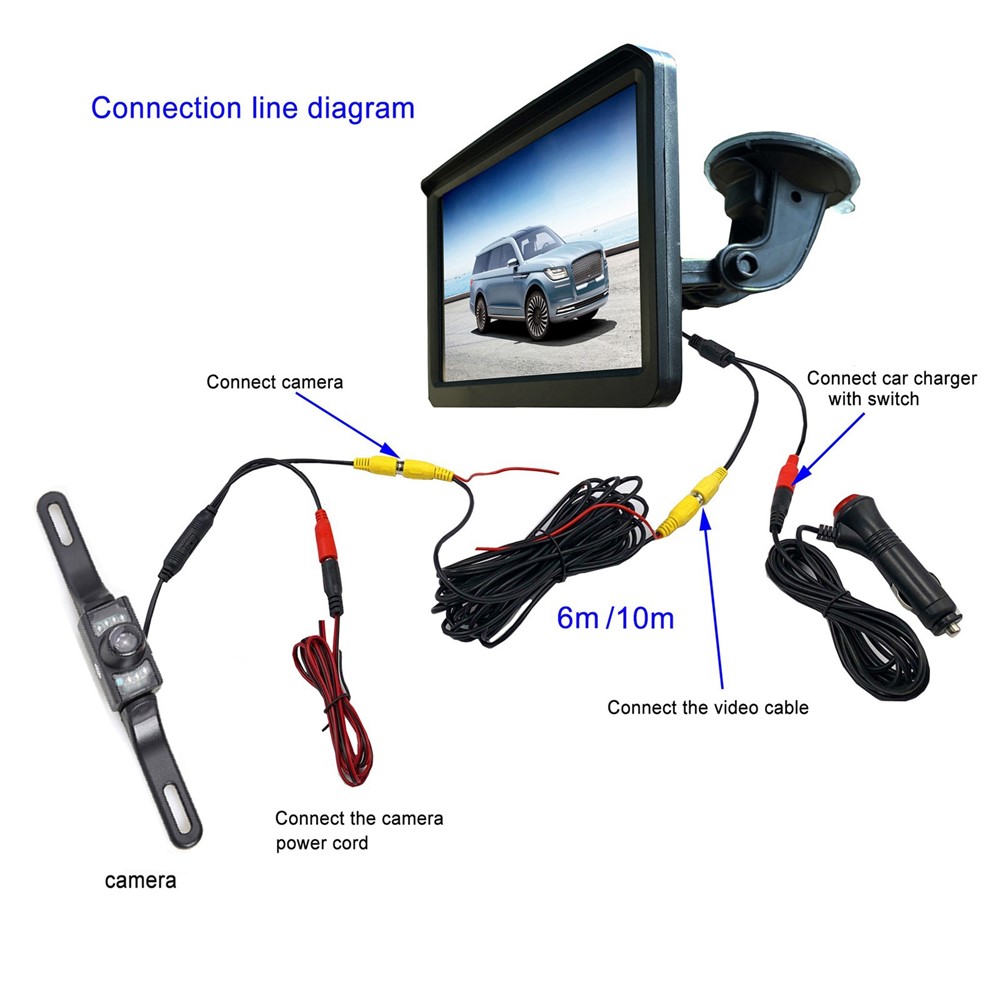 RH-702F 7" LCD Rear View Display Monitor Parking and Reverse System Camera Kit (12V-24V)-9
