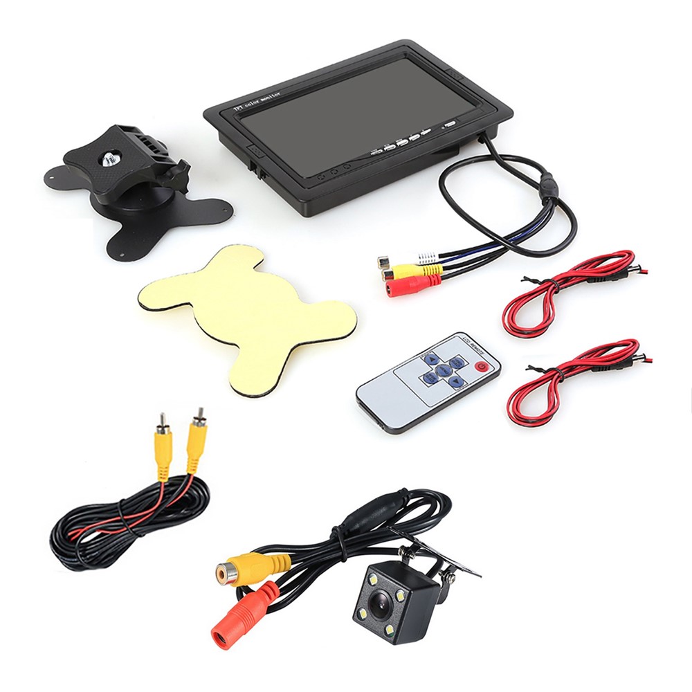 RH-701B 7" LCD Video Display Screen Monitor Rear View Backup Car 4-LED Camera Parking and Reverse System Kit-9