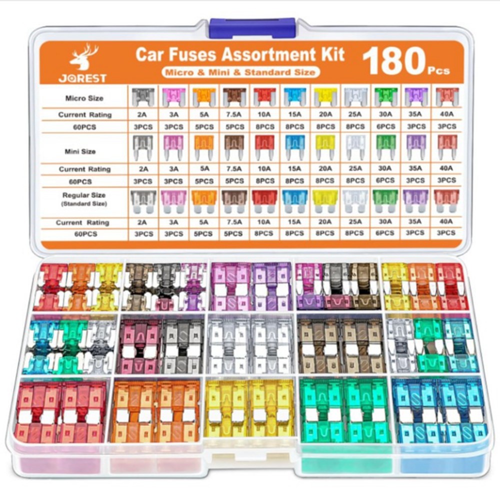 180Pcs Car Fuse Assortment Kit Mini  /  Standard  /  Micro Zinc Blade Fuses