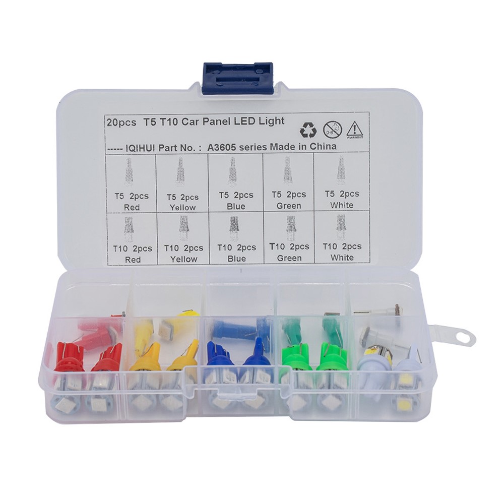 A3605 20PCS T5 / T10 Car Dashboard Light Motorcycle Modification LED Turn Signal Light Clearance Lamp with Plastic Box-13
