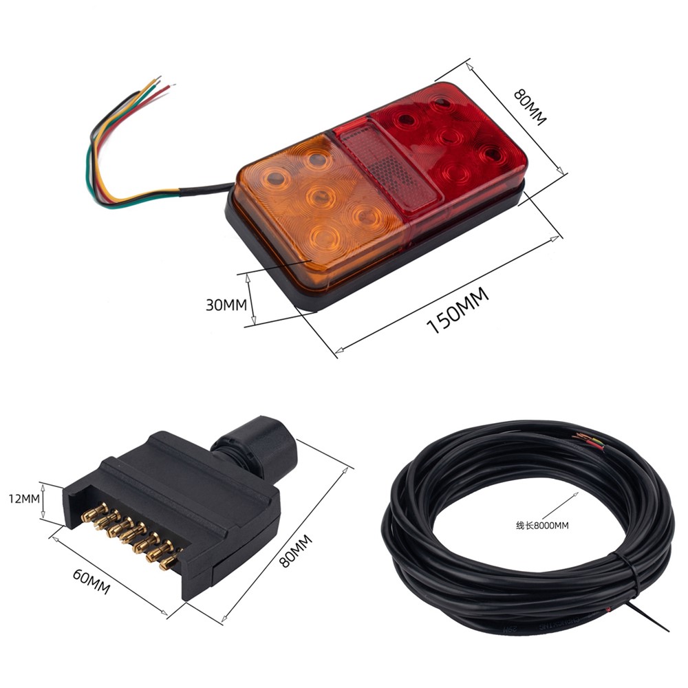 A4087 2Pcs 12V Trailer Truck Lorry 10-LED Brake Turn Signal Indicator Lights Truck Van Waterproof Tail Lamp-14