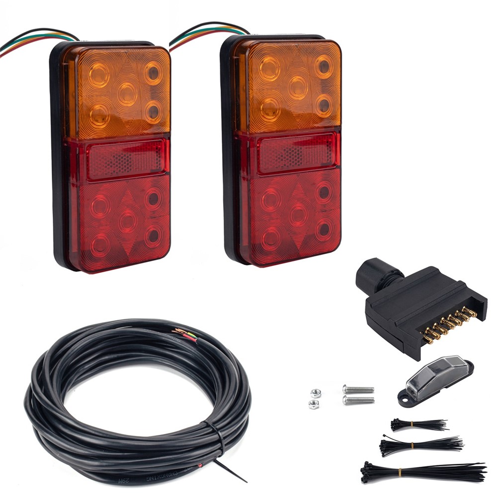 A4087 2Pcs 12V Trailer Truck Lorry 10-LED Brake Turn Signal Indicator Lights Truck Van Waterproof Tail Lamp-15