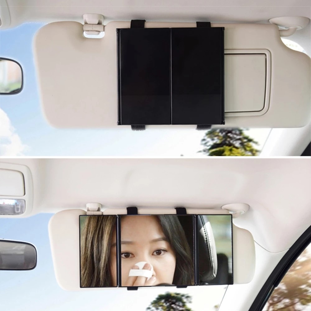 SHUNWEI SD-2408 Car Sunshade Tri-Fold Folding Vanity Mirror Interior Decoration-6