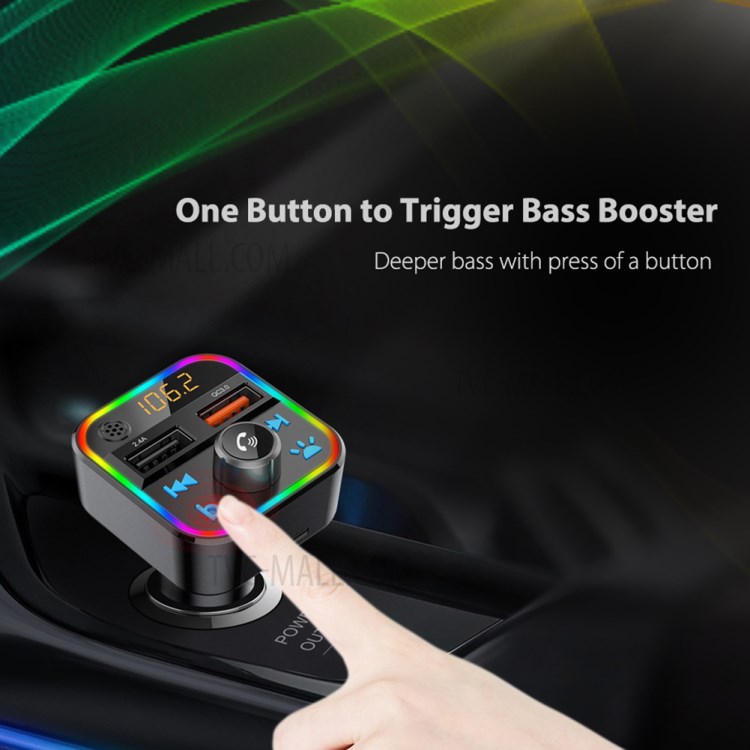 BT22 Colorful Light Dual USB Voltage Detection Car Bluetooth MP3 FM Transmitter QC3.0 Fast Charging Phone Charger-6