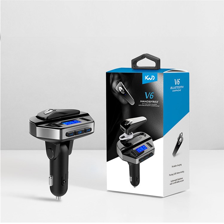 V6 Bluetooth Car MP3 Music Player FM Transmitter Dual USB Car Charger with Headset-7