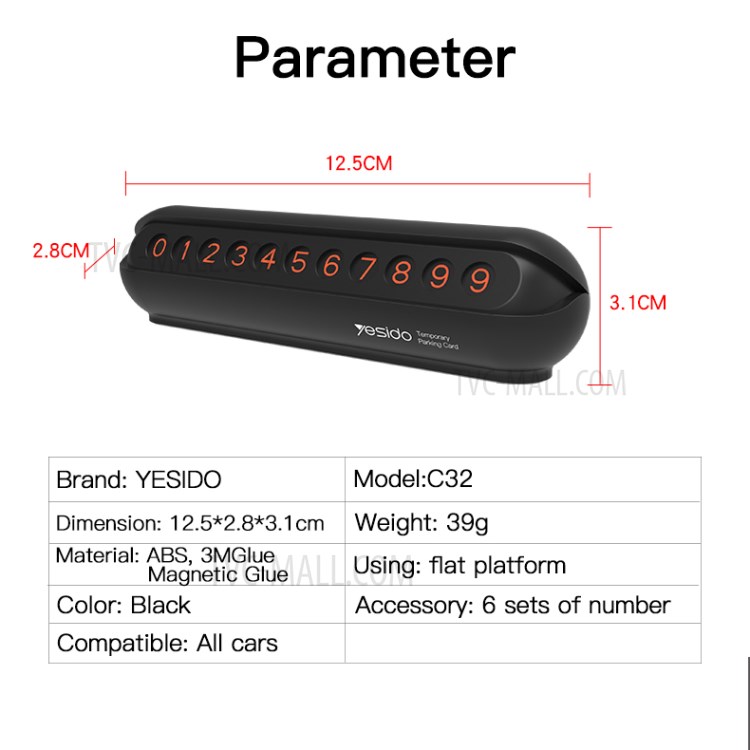 YESIDO C32 Car Temporary Parking Card Phone Number Board Plate-8