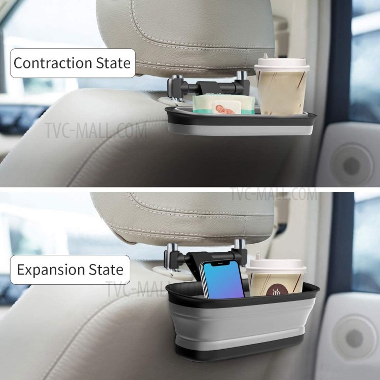 Car Seat Backrest Storage Box Foldable Tray Tablet Stand Auto Supplies with Mirror Function-2